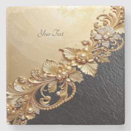 Gold Floral Embellishments Stone Coaster Stenen Onderzetter