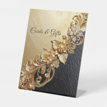 Gold Floral Embellishments Tabletop Signs