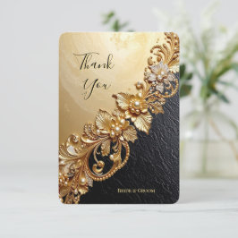 Gold Floral Embellishments Thank You Card Bedankkaart