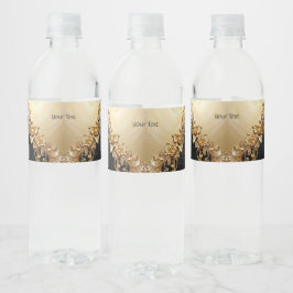 Gold Floral Embellishments Water Bottle Label Waterfles Etiket