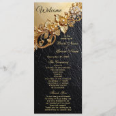 Gold Floral Embellishments Wedding Program Programmakaart (Voorkant)