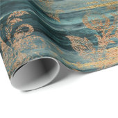 Gold Floral en Blue Rustic Wood Cadeaupapier (Rol Hoek)