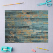 Gold Floral en Blue Rustic Wood - ontkoppeling Tissuepapier (Craft)