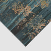Gold Floral en Blue Rustic Wood - ontkoppeling Tissuepapier (Detail)