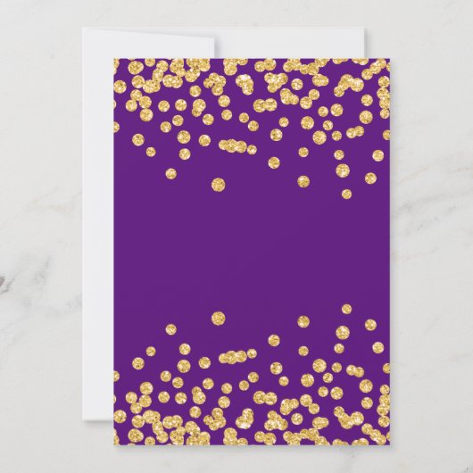 Gold Floral en Confetti 50e verjaardag Paars Kaart (Achterkant)