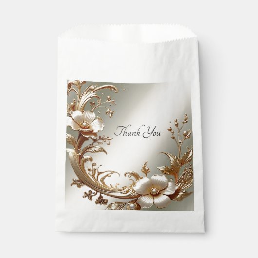 Gold Floral Favor Bag Bedankzakje (Voorkant)