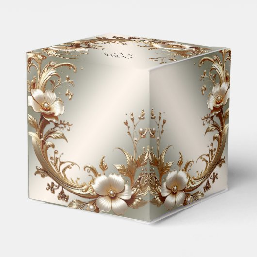 Gold Floral Favor Box Bedankdoosjes (Achterkant)