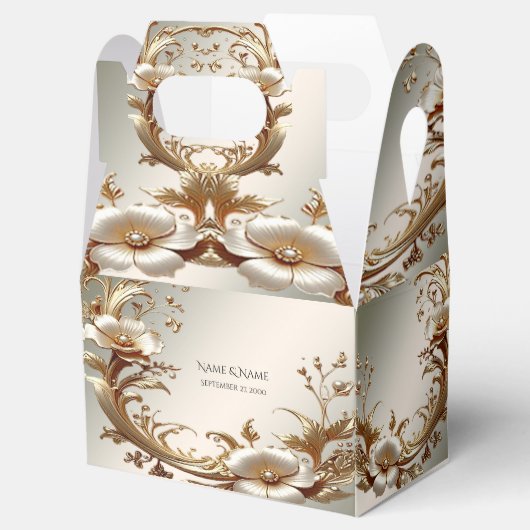 Gold Floral Favor Box Bedankdoosjes (Geopend)