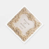 Gold Floral Frame Paper Wedding Napkins Servet (Hoek)