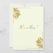 Gold Floral Framed Baby Boy Shower Uitnodiging (Achterkant)