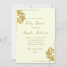 Gold Floral Framed Baby Girl Shower