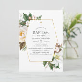 Gold Floral Geometric Baptisme Kaart (Staand voorkant)