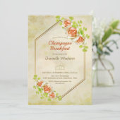 Gold Floral Geometric Champagne Breakfast Kaart (Staand voorkant)
