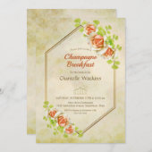 Gold Floral Geometric Champagne Breakfast Kaart (Voorkant / Achterkant)
