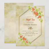 Gold Floral Geometric High Tea Vrijgezellenfeest Kaart (Voorkant / Achterkant)