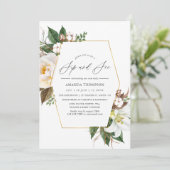 Gold Floral Geometric Sip en See Party Kaart (Staand voorkant)