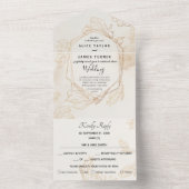 Gold Floral Geometric Wedding All In One Uitnodiging (Binnen)