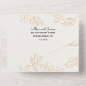 Gold Floral Geometric Wedding All In One Uitnodiging (Achterkant)