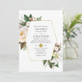 Gold Floral Geometric Wedding Kaart (Staand voorkant)
