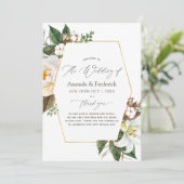 Gold Floral Geometric Wedding Programmakaart (Staand voorkant)