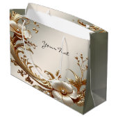 Gold Floral Gift Bag Groot Cadeauzakje (Achterkant Gekanteld)