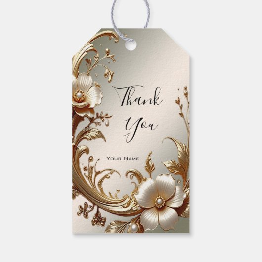 Gold Floral Gift Tag Cadeaulabel (Achterkant)