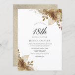 Gold Floral Girls Boys 18th Birthday Party Invite Kaart<br><div class="desc">Gold Floral Girls Boys 18th Birthday Party nodigt elegant Floral Gold Design uit. Variaties in de uitnodiging en overeenkomende objecten in onze winkel</div>