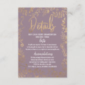 Gold Floral Glitter Ombre Mauve - Lila gegevens Informatiekaartje (Voorkant)