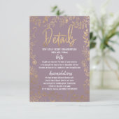Gold Floral Glitter Ombre Mauve - Lila gegevens Informatiekaartje (Staand voorkant)