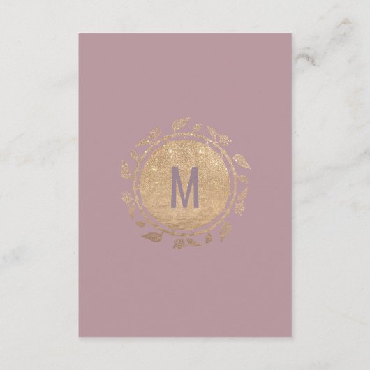 Gold Floral Glitter Ombre Mauve - Lila gegevens Informatiekaartje (Achterkant)