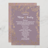 Gold Floral Glitter Ombre Mauve Lila Programma's (Voorkant / Achterkant)