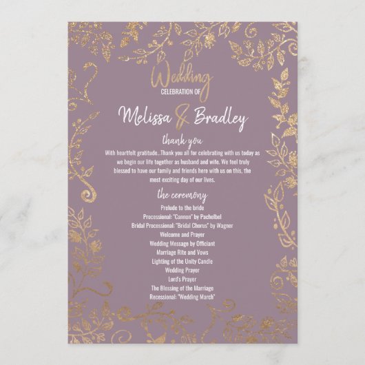 Gold Floral Glitter Ombre Mauve Lila Programma's (Voorkant)