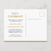 Gold Floral Greenery Typografie Foto Afstuderen Uitnodiging Briefkaart (Achterkant)