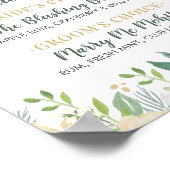 Gold Floral Greenery Wedding Signature Drinken Poster (Hoek)