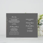 Gold  Floral Grey Wedding Programma's (Staand voorkant)