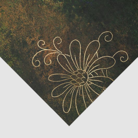 Gold Floral Grunge Damask Tissuepapier (Detail)