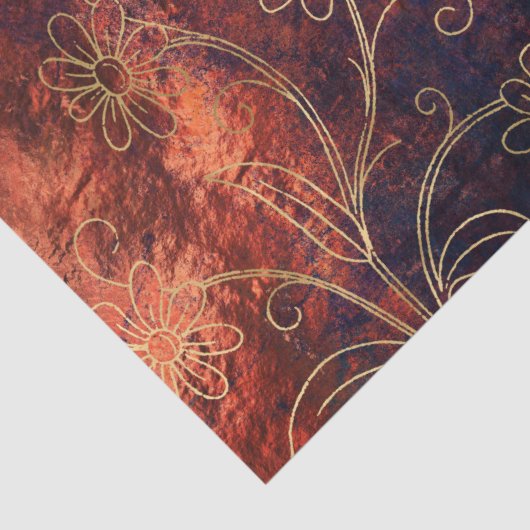 Gold Floral Grunge Damask Tissuepapier (Detail)