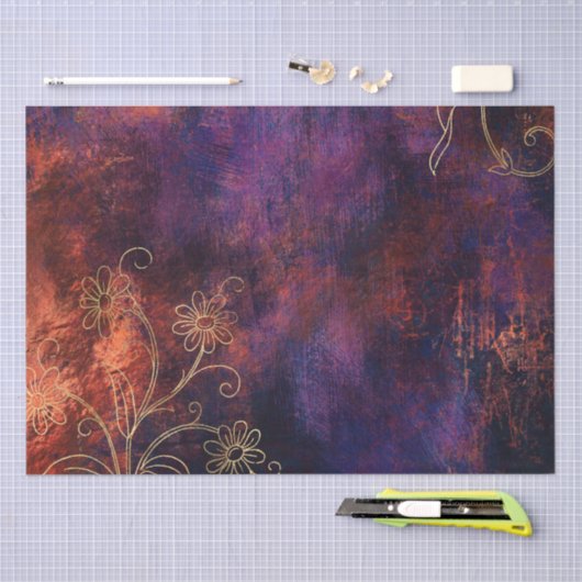 Gold Floral Grunge Damask Tissuepapier (Craft)