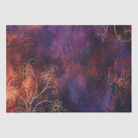 Gold Floral Grunge Damask Tissuepapier (Voorkant)