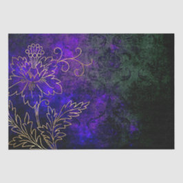  Gold Floral Grunge Damask Tissuepapier