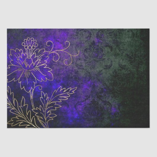  Gold Floral Grunge Damask Tissuepapier (Voorkant)