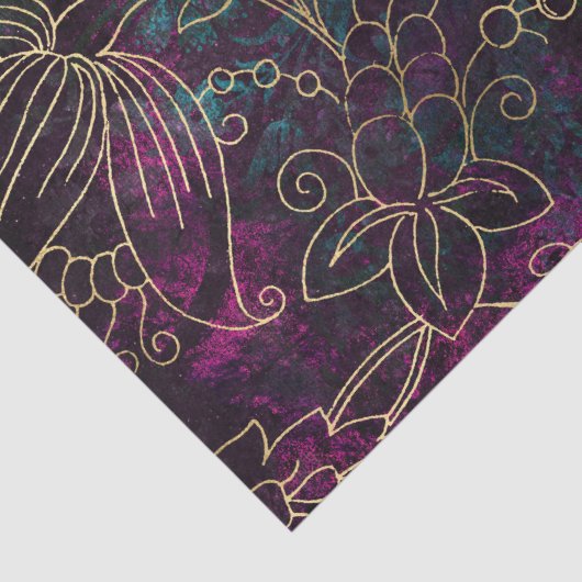  Gold Floral Grunge Damask Tissuepapier (Detail)