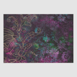  Gold Floral Grunge Damask Tissuepapier