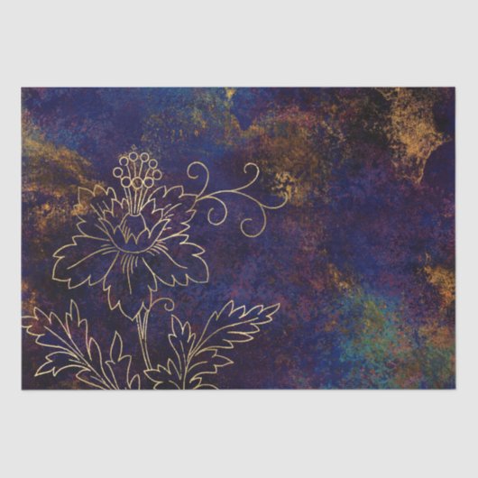 Gold Floral Grunge Damask Tissuepapier (Voorkant)