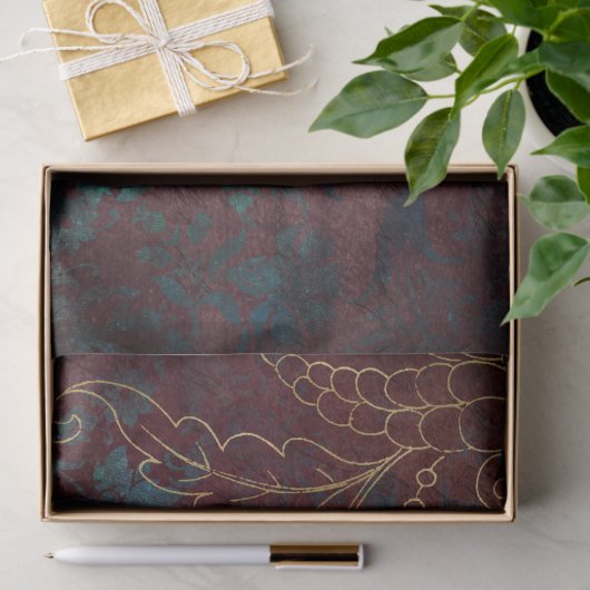  Gold Floral Grunge Damask Tissuepapier (Geschenk)