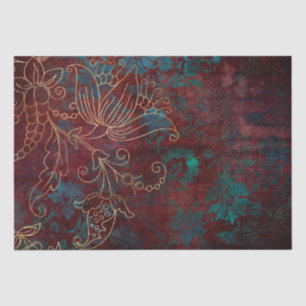  Gold Floral Grunge Damask Tissuepapier