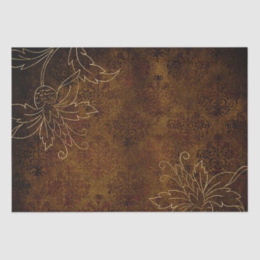  Gold Floral Grunge Damask Tissuepapier (Voorkant)