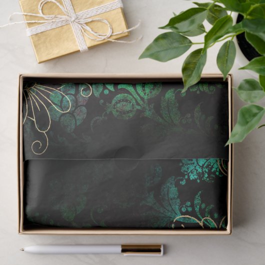  Gold Floral Grunge Damask Tissuepapier (Geschenk)