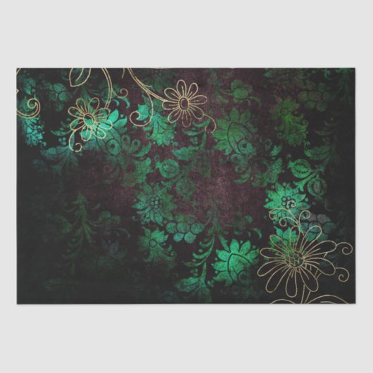  Gold Floral Grunge Damask Tissuepapier (Voorkant)