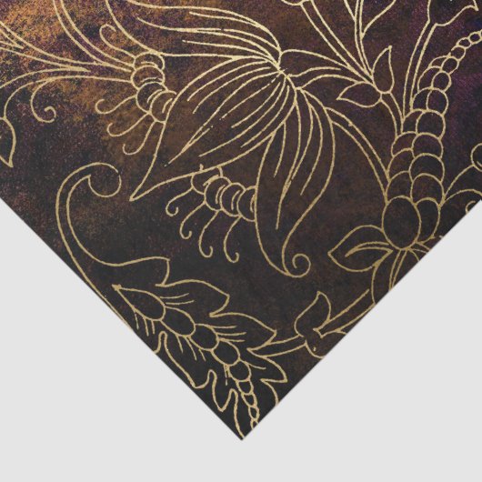  Gold Floral Grunge Damask Tissuepapier (Detail)